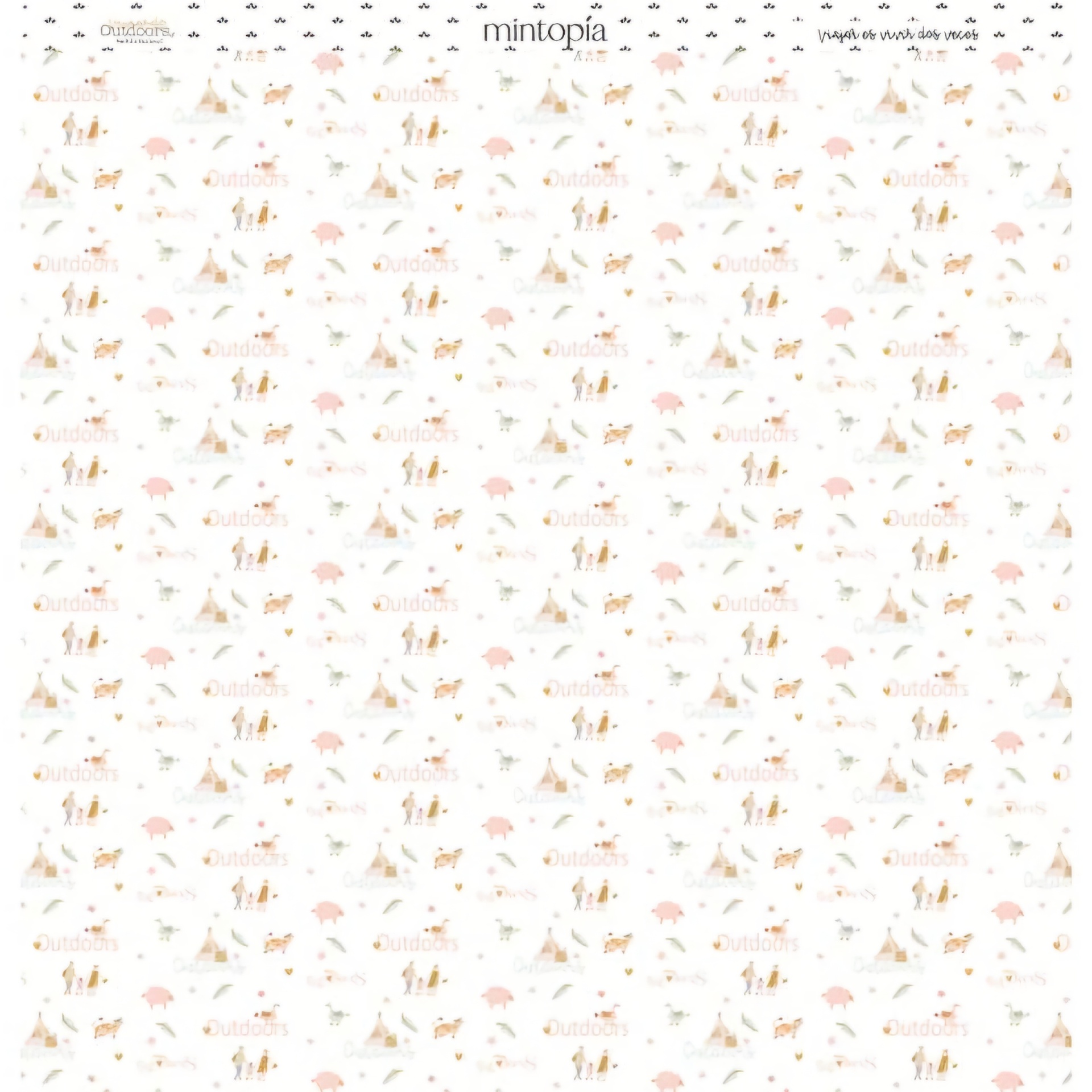 Papel de parede com padrão infantil de animais e castelos em cores suaves