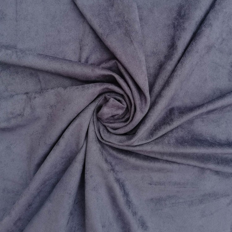 Tecido felpudo cinzento com padrão de franzido espiral.