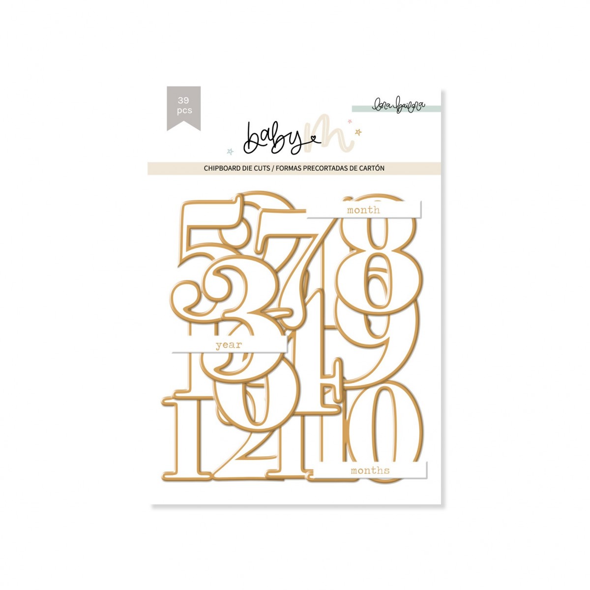 Kit de formas recortadas em cartão com números em castanho para temas de bebé