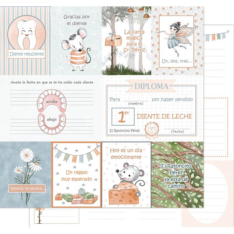 Cartaz infantil com ilustrações e textos sobre dente de leite e o Ratoncito Pérez