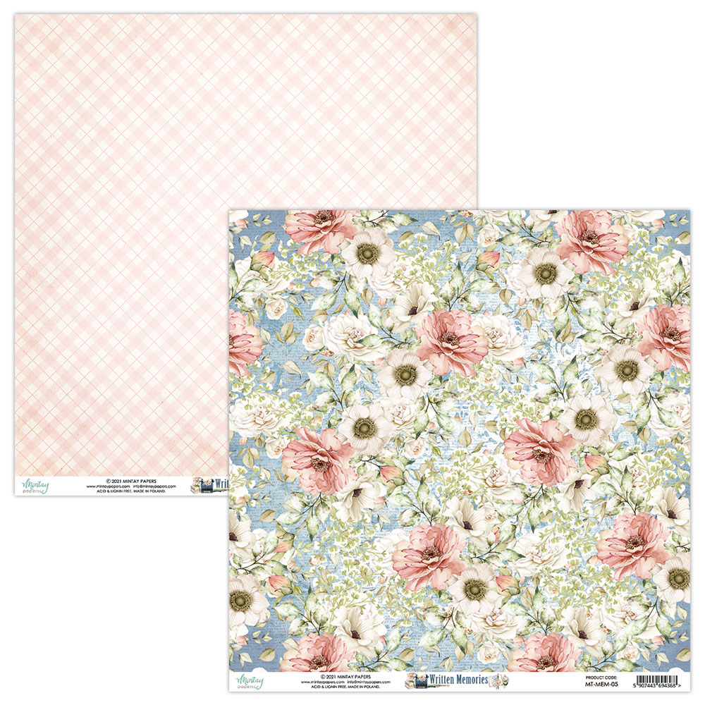 Papel decorativo reversível com padrão floral colorido e padrão de linhas cor-de-rosa