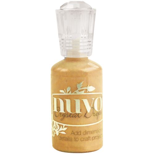 Frasco de tinta Nuvo Crystal Drops dourada metálica com tampa branca