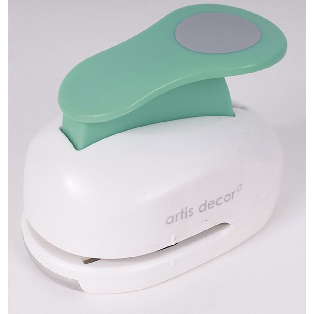 perfurador branco e verde com marca artis decor