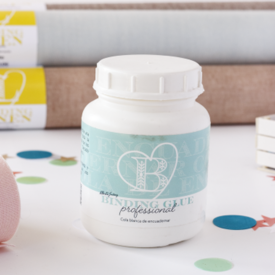 Frasco branco de cola branca de encadernar Binding Glue Professional com rótulo azul claro