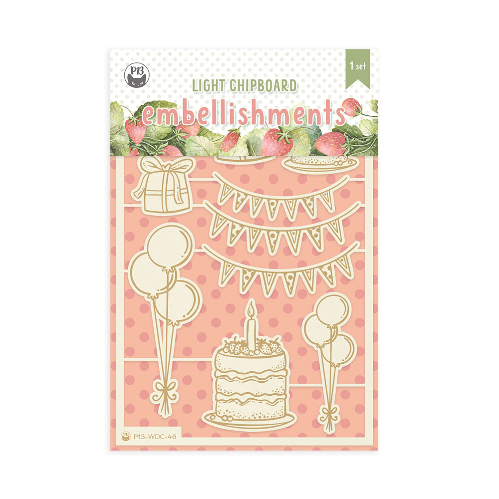 Decorações em chipboard leve com tema de festa de aniversário