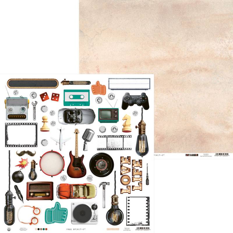 Objetos variados para decoração com temas de música, jogos, fotografia e vida