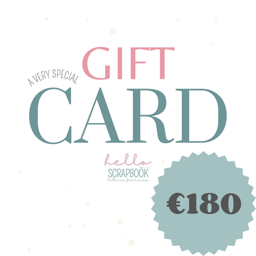 Cartão oferta com texto e valor €180