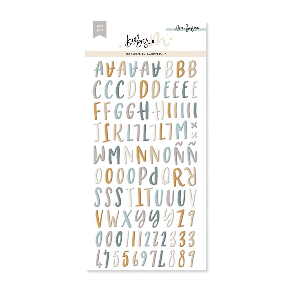 Pacote de autocolantes de letras e números em tons pastéis