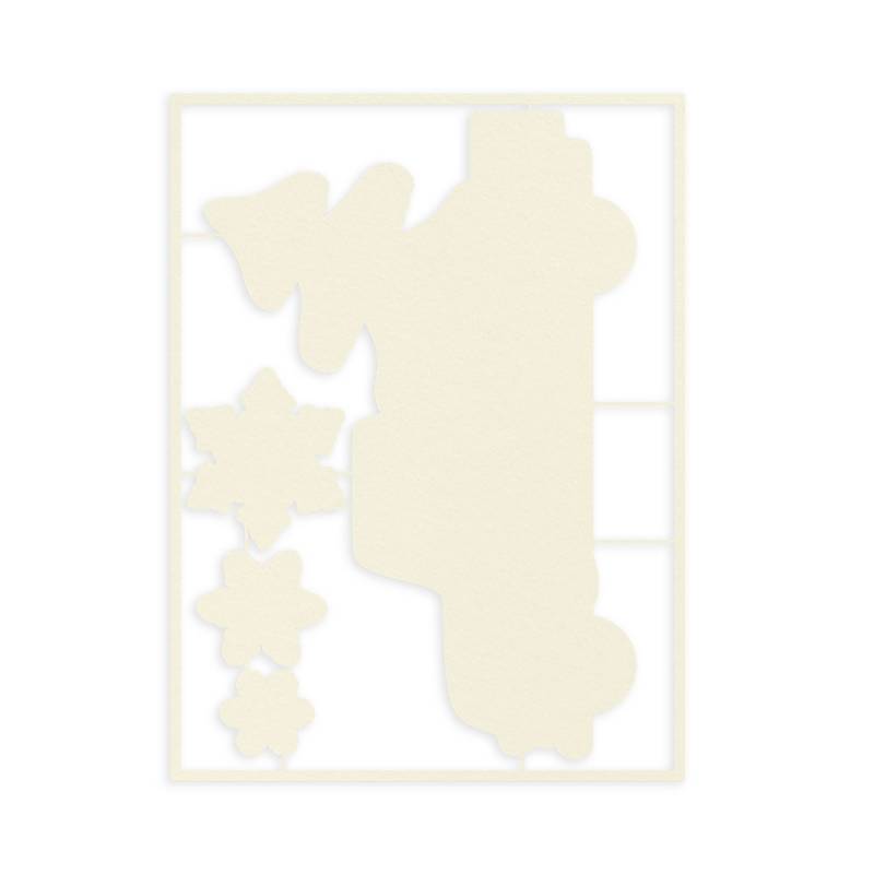 Moldes de corte creme com formas de flores e figura alongada