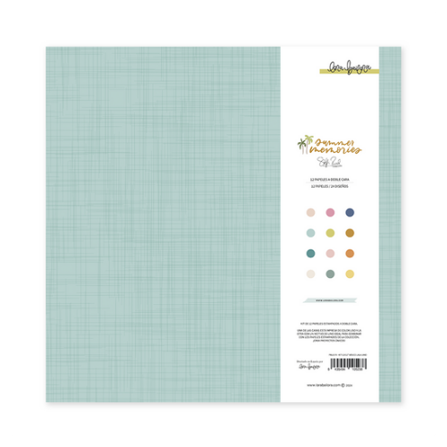 Papel decorativo com padrão xadrez verde água e etiqueta com texto