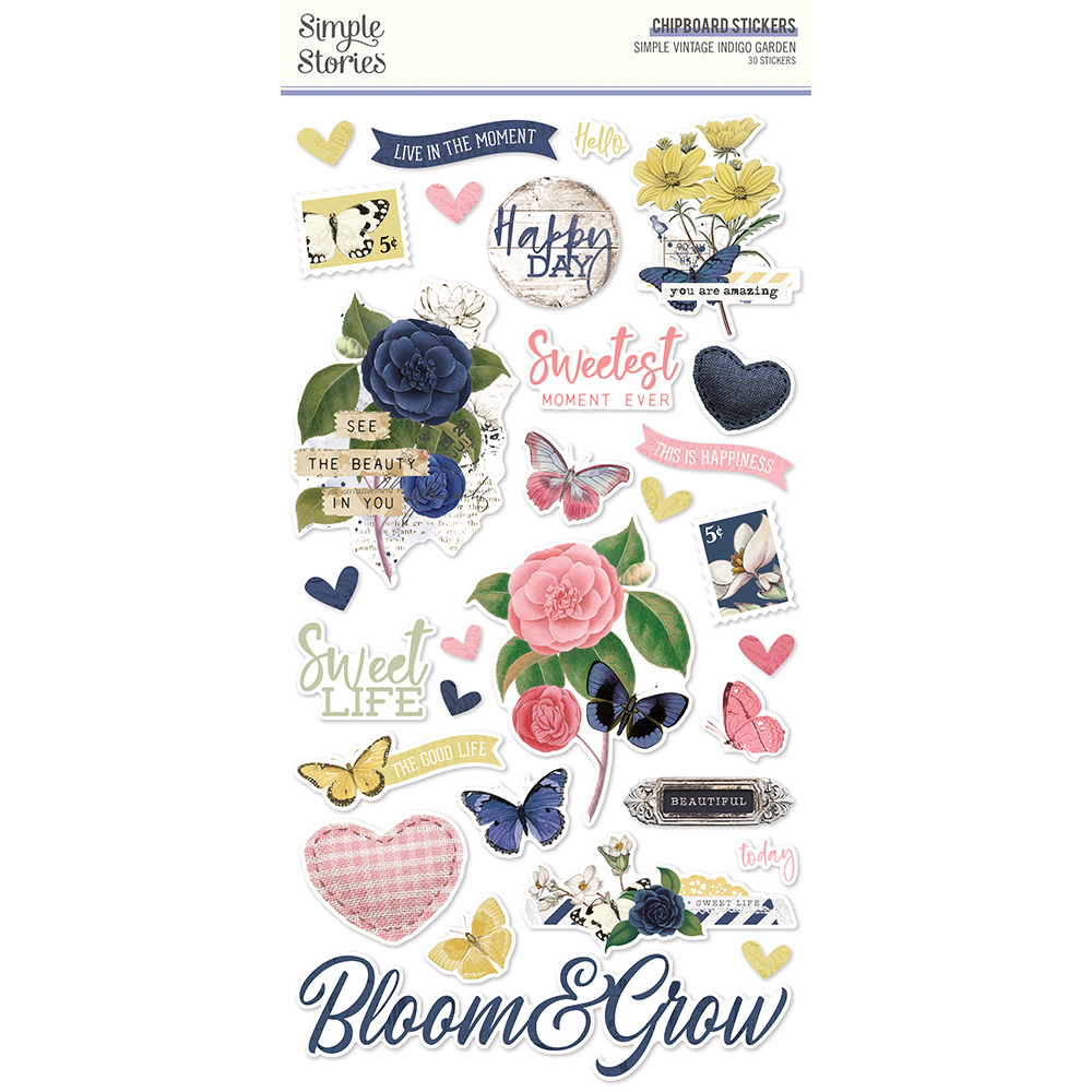 Conjunto de autocolantes de cartão decorativos com temas florais e mensagens positivas.