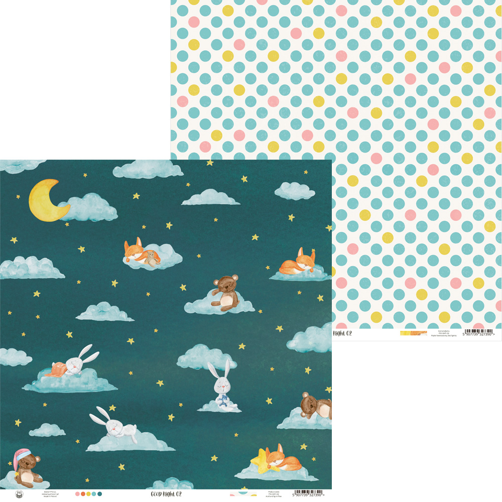 Papel decorativo duplo face com tema animais e bolinhas coloridas