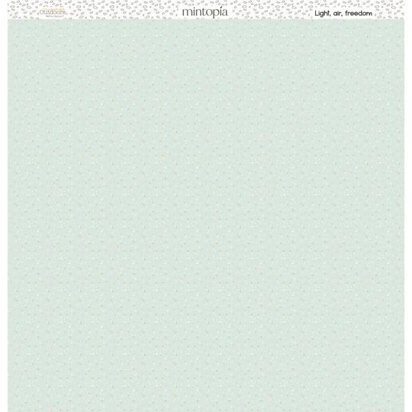 Papel de parede verde claro com padrão de pequenas flores e texto mintopia no topo