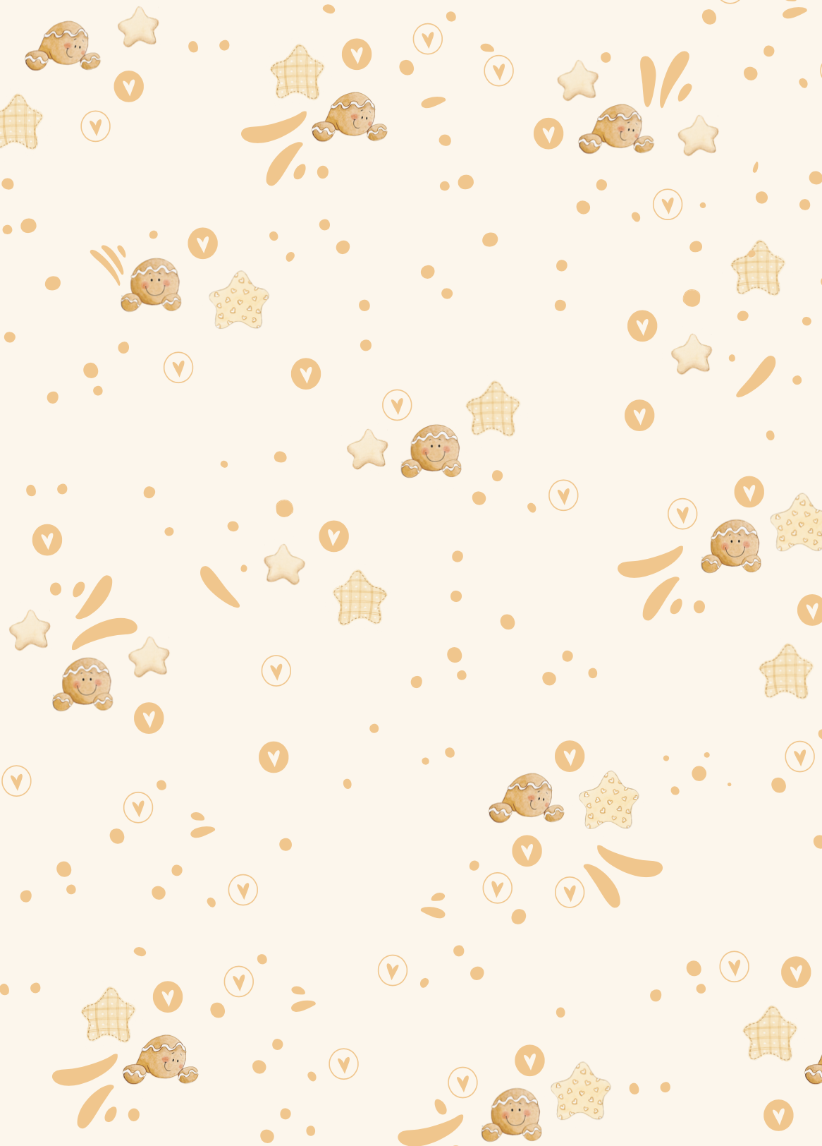 Padrão de bolachas, estrelas e círculos em tons creme e bege