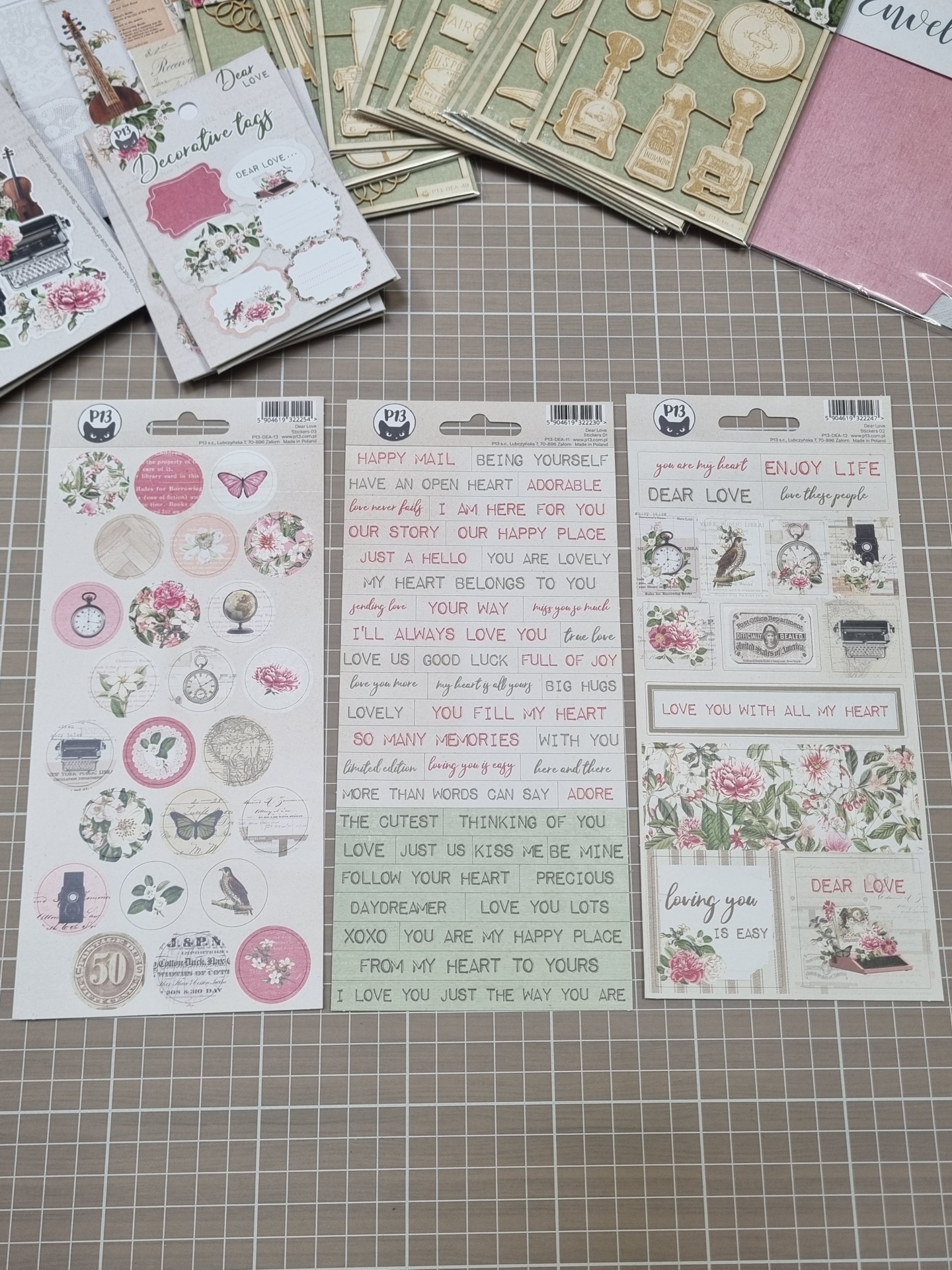 Conjunto de folhas de autocolantes decorativos florais com frases em inglês da marca P13