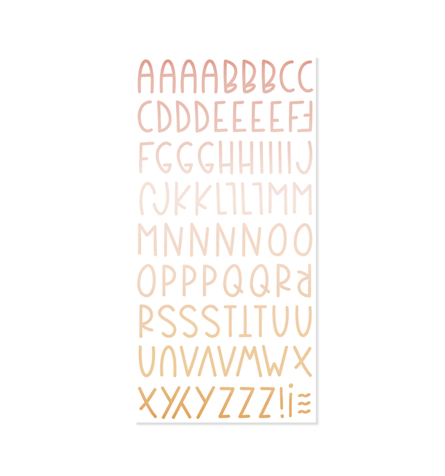 Alfabeto em tons laranja e bege impresso em folha branca
