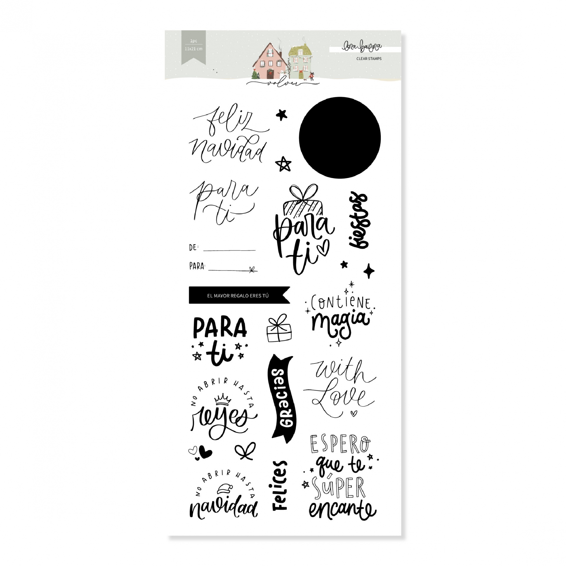 Etiqueta autocolante Natal com textos preto e branco