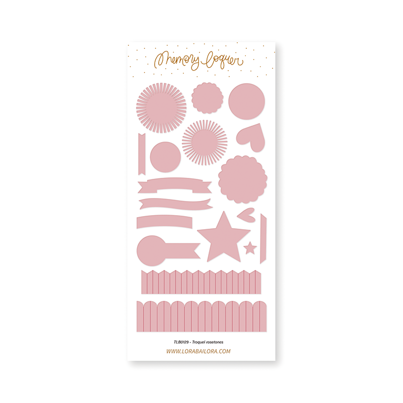 Cartão com formas decorativas rosa claro para scrapbooking e texto Memory Keeper