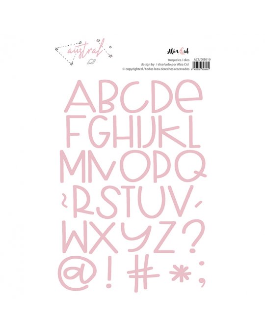 Conjunto de letras maiúsculas e símbolos em rosa claro, estilo manuscrito