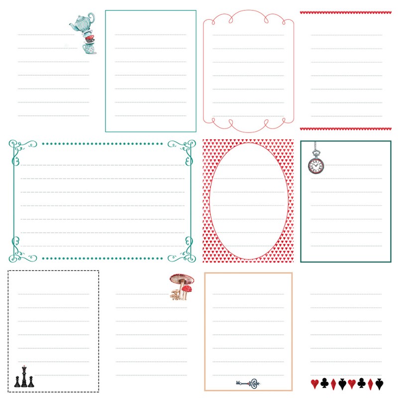 Etiquetas com linhas e ilustrações diversas para escrita