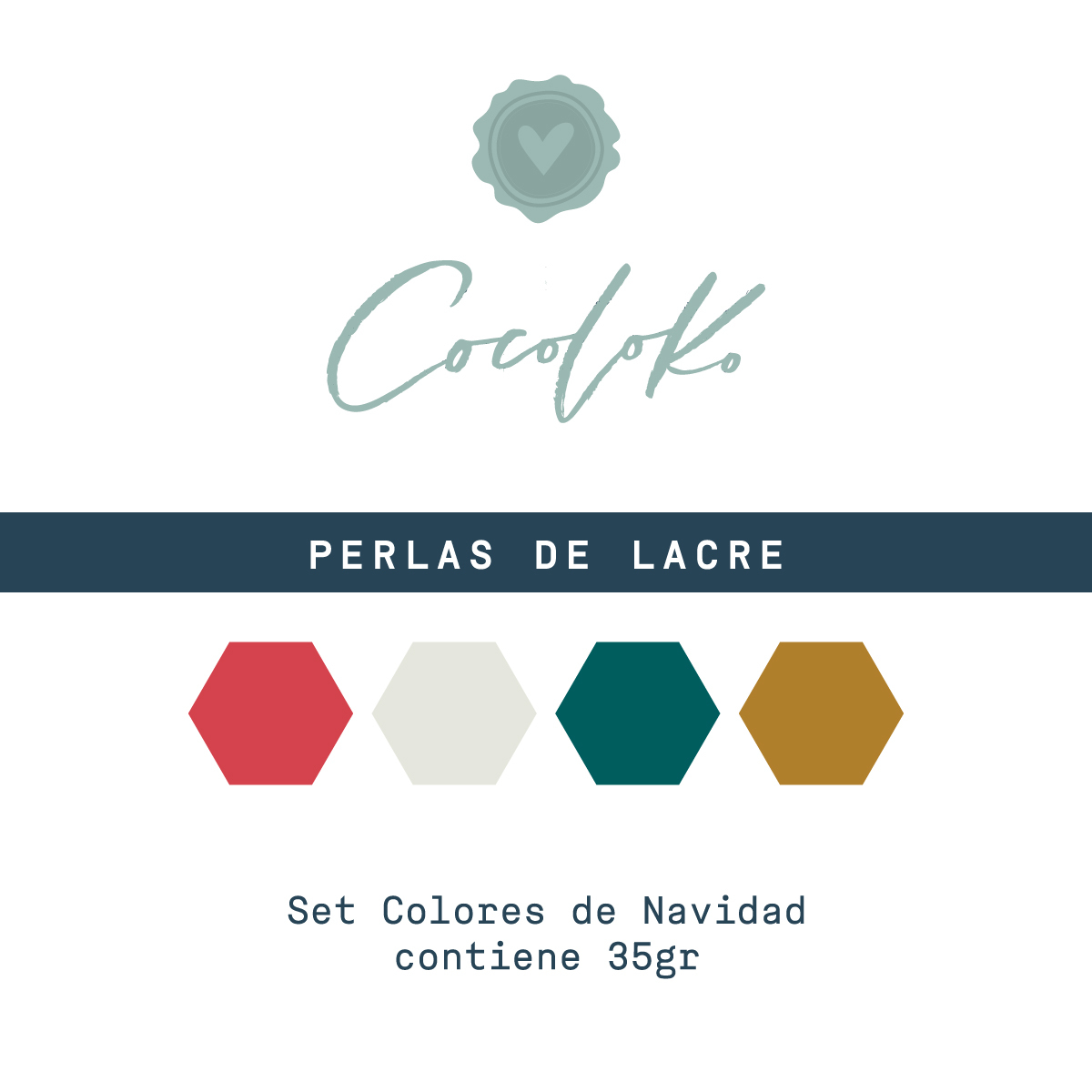 Embalagem de perlas de lacre com quatro cores para Natal e texto informativo