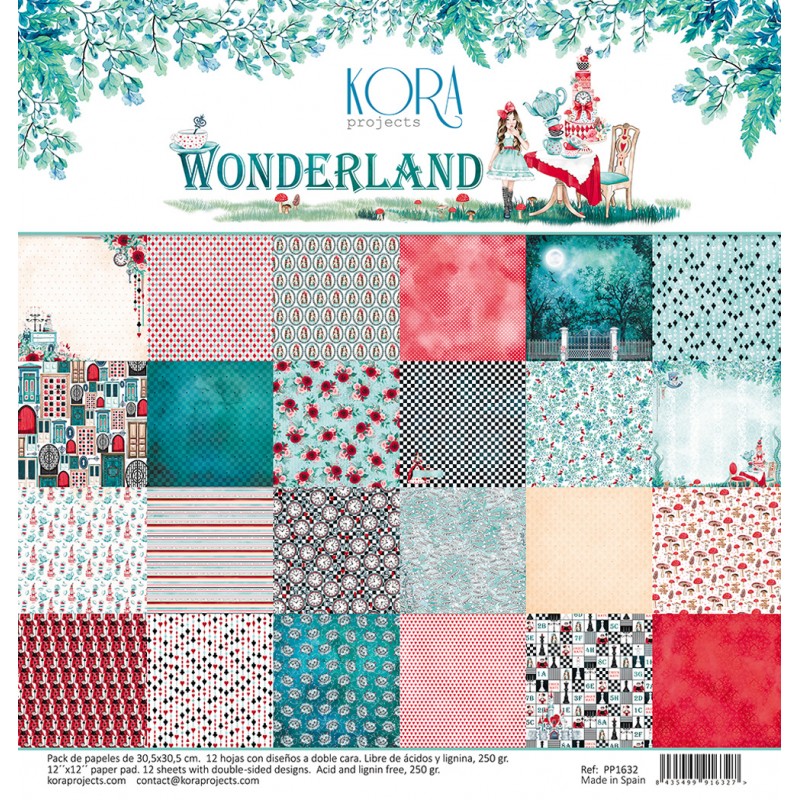 Pack de papéis decorativos Wonderland da KORA projects com padrões variados