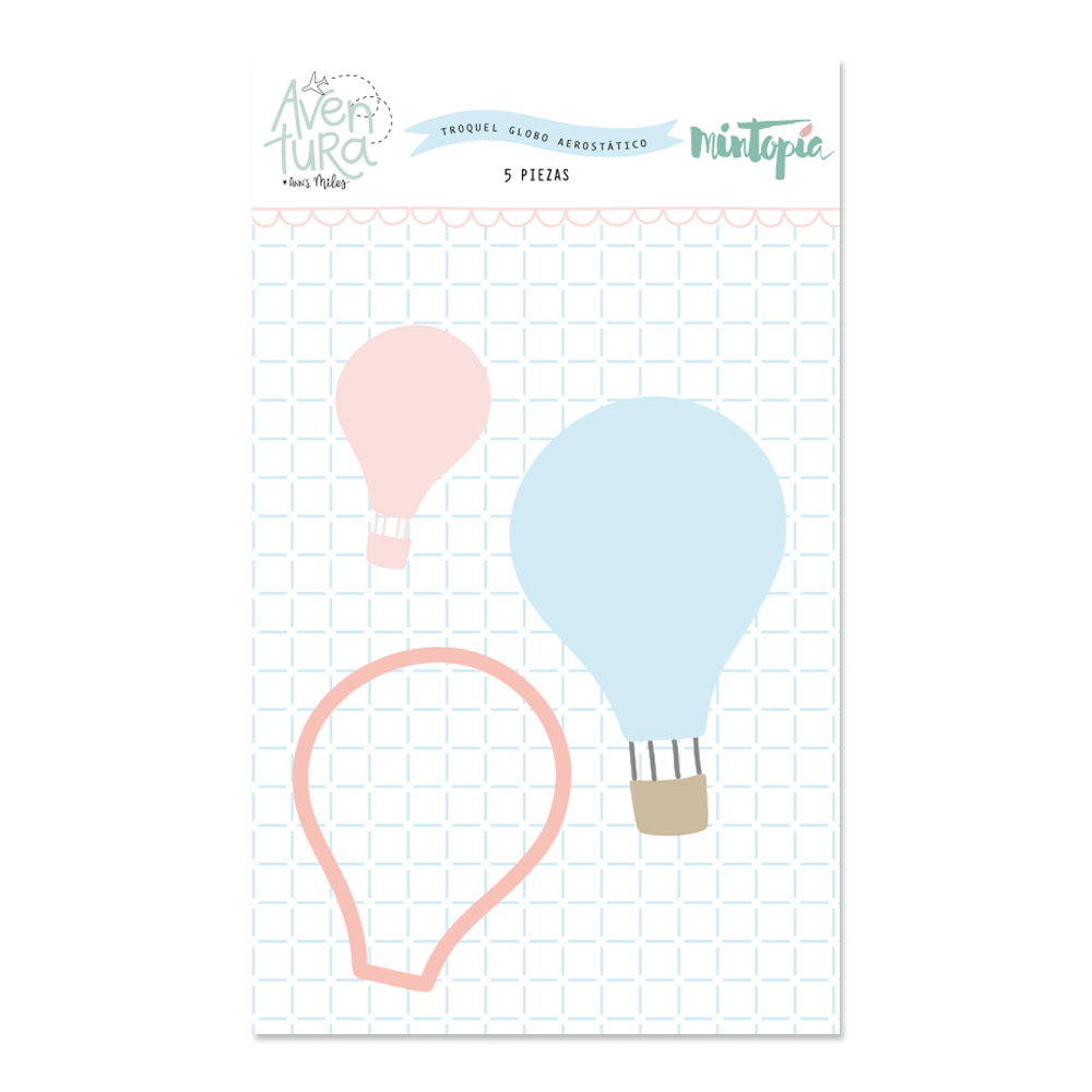 Adesivos coloridos de balões aerostáticos em papel em cartão de apresentação.