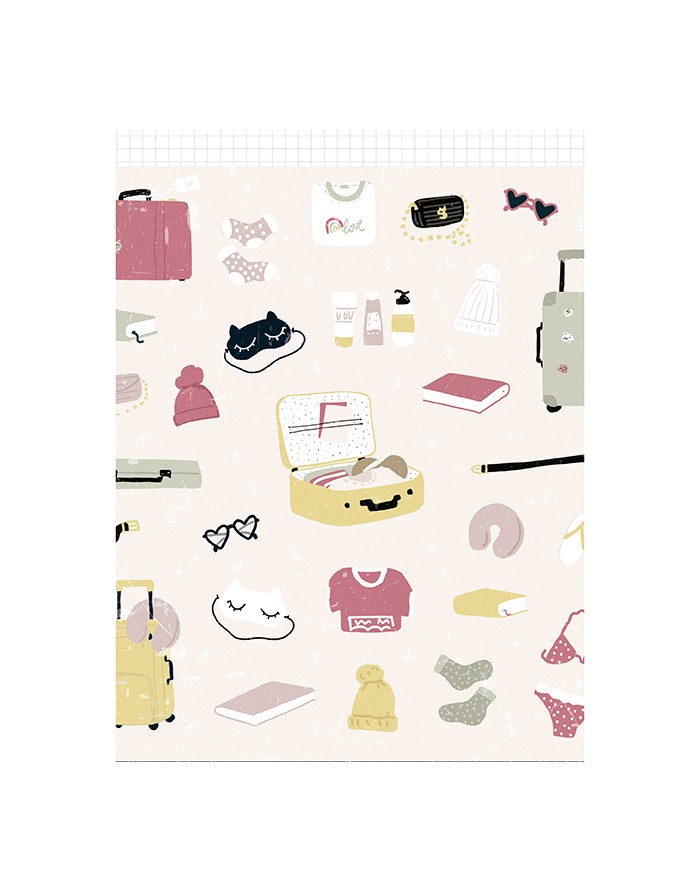 Ilustração de objetos de viagem e descanso coloridos sobre fundo branco