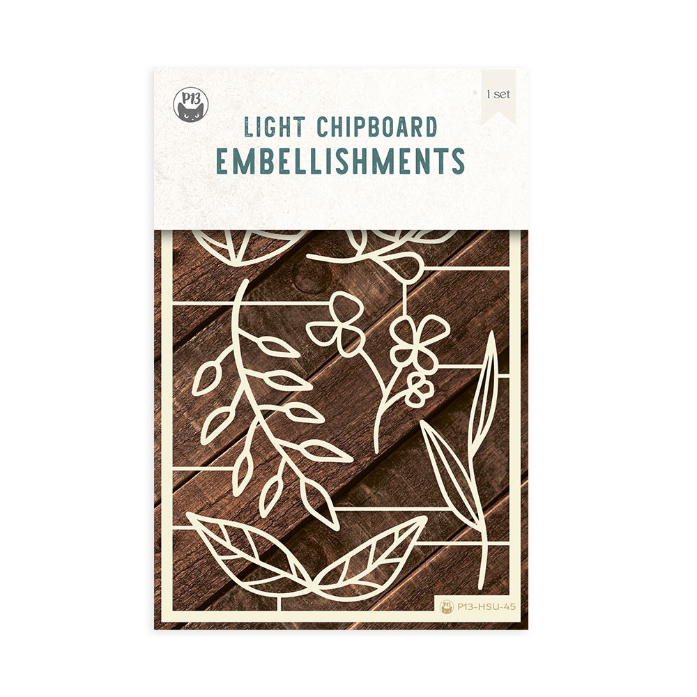 embellecimentos em cartão leve com desenhos de folhas e flores