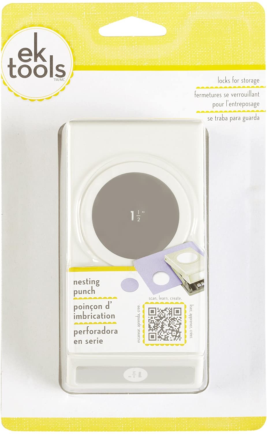 Perfuradora de papel branca em embalagem branca e amarela da marca ek tools