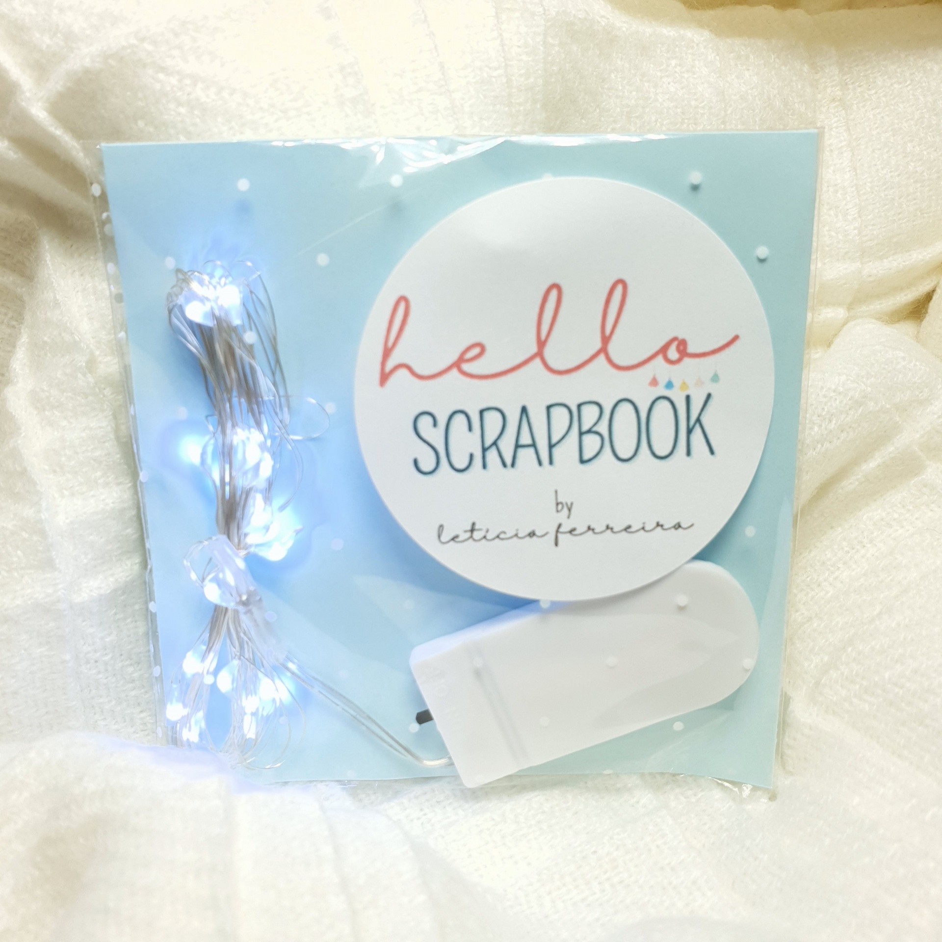 Pacote de luzes LED com etiqueta hello SCRAPBOOK