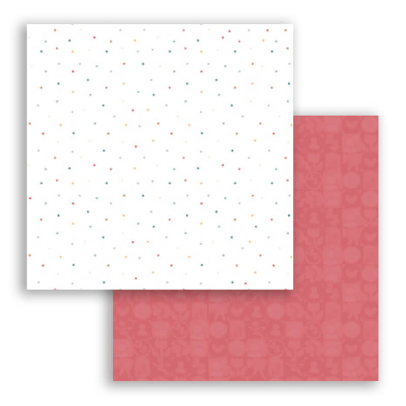 Papel decorativo com padrão de estrelas coloridas e papel rosa com padrão geométrico