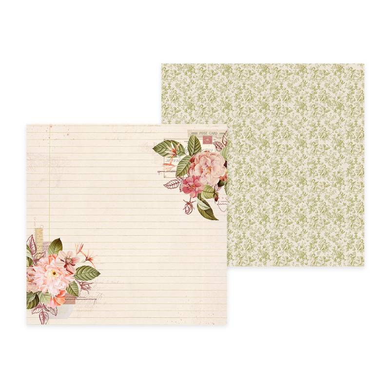 Papel decorativo quadrado com flores e padrão de folhas