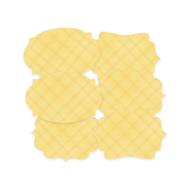 Folhas de papel amarelo com padrão xadrez e bordas recortadas