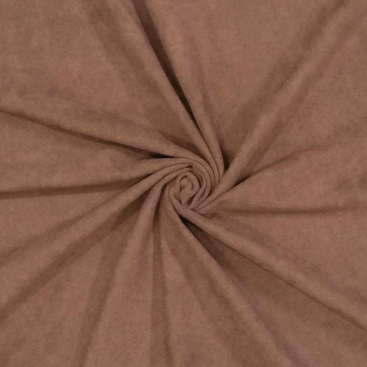 Tecido castanho claro com textura de camurça enrolado em espiral