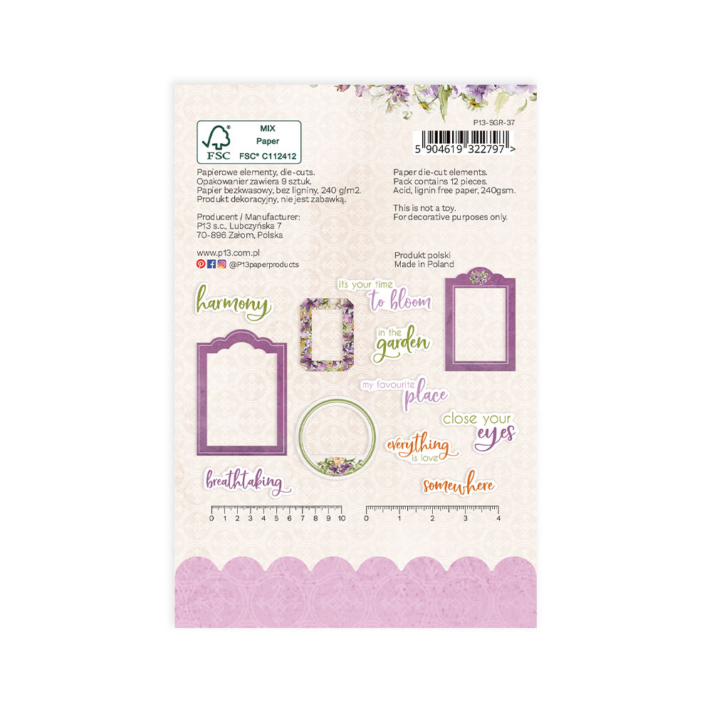 embalagem de papel decorativo com etiquetas autocolantes coloridas e texto em inglês