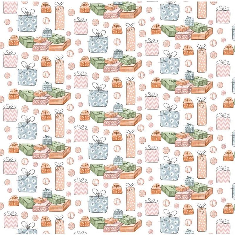 Padrão de caixas de presente coloridas em fundo branco