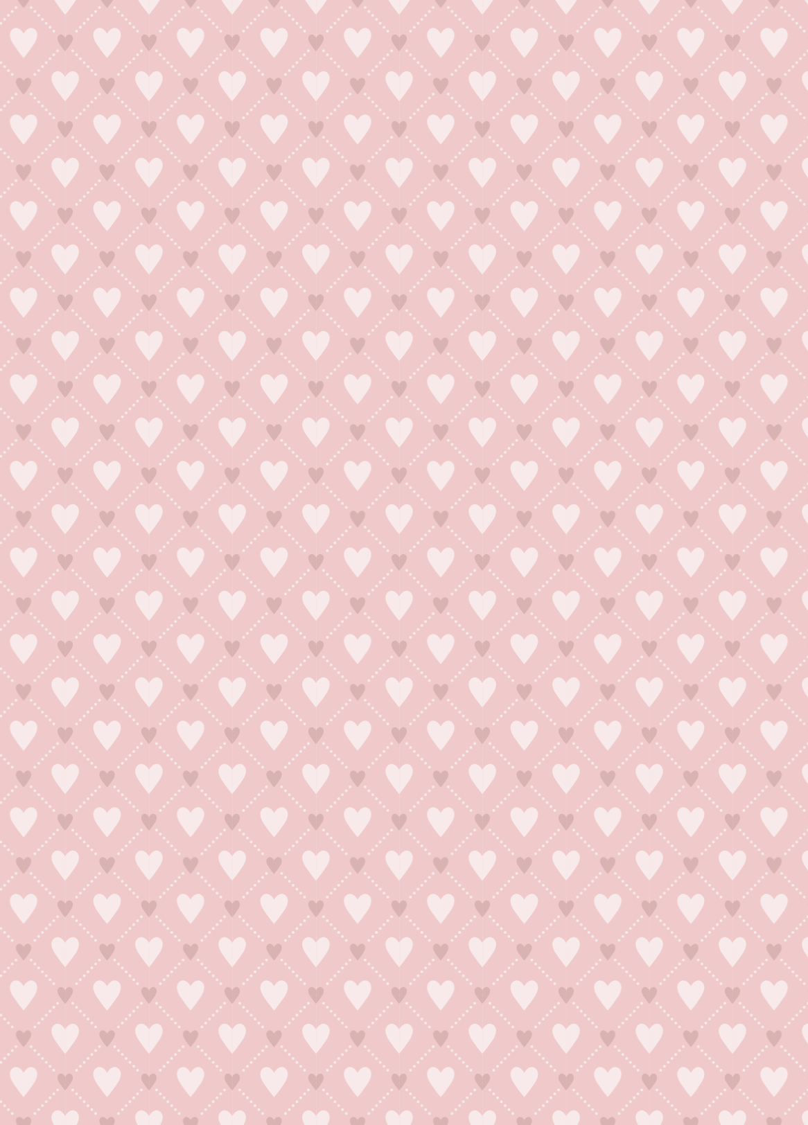 Pano cor-de-rosa com padrão de corações brancos e castanhos claros