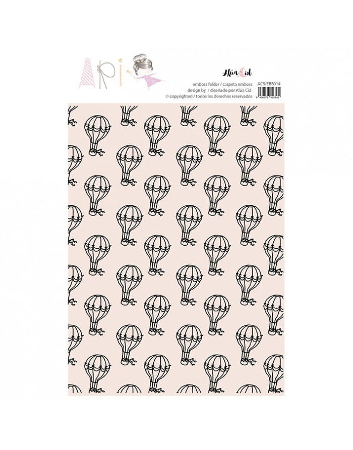 Folha decorativa rosa com balões de ar quente pretos repetidos