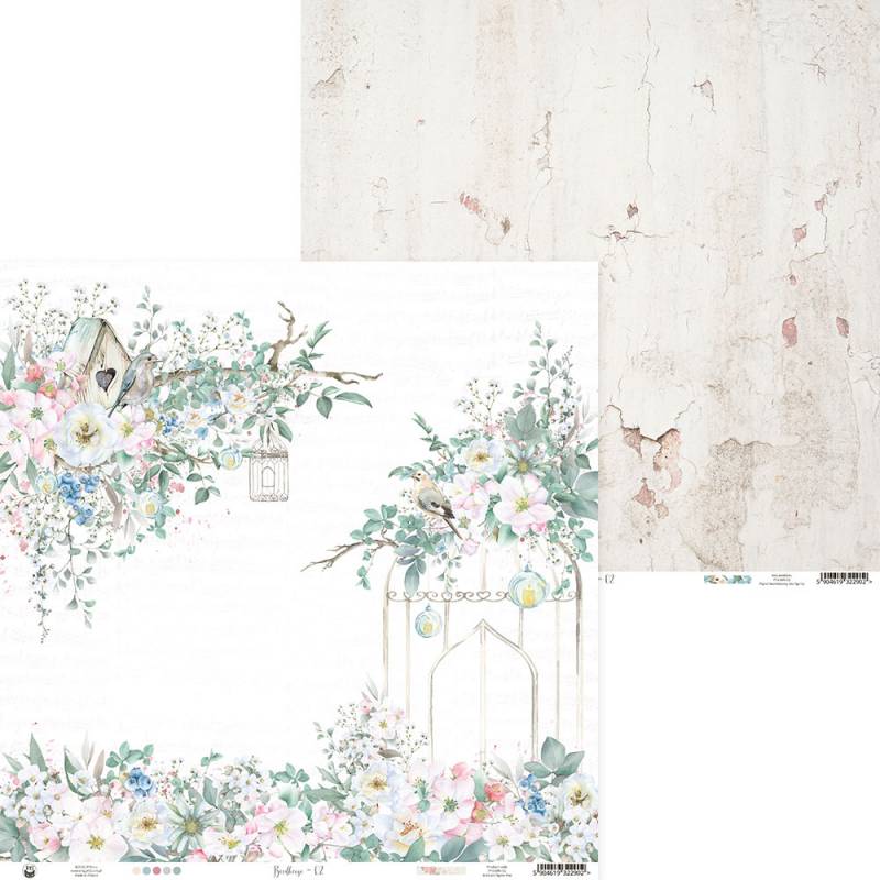 Papel decorativo para scrapbooking com padrão floral e textura de parede
