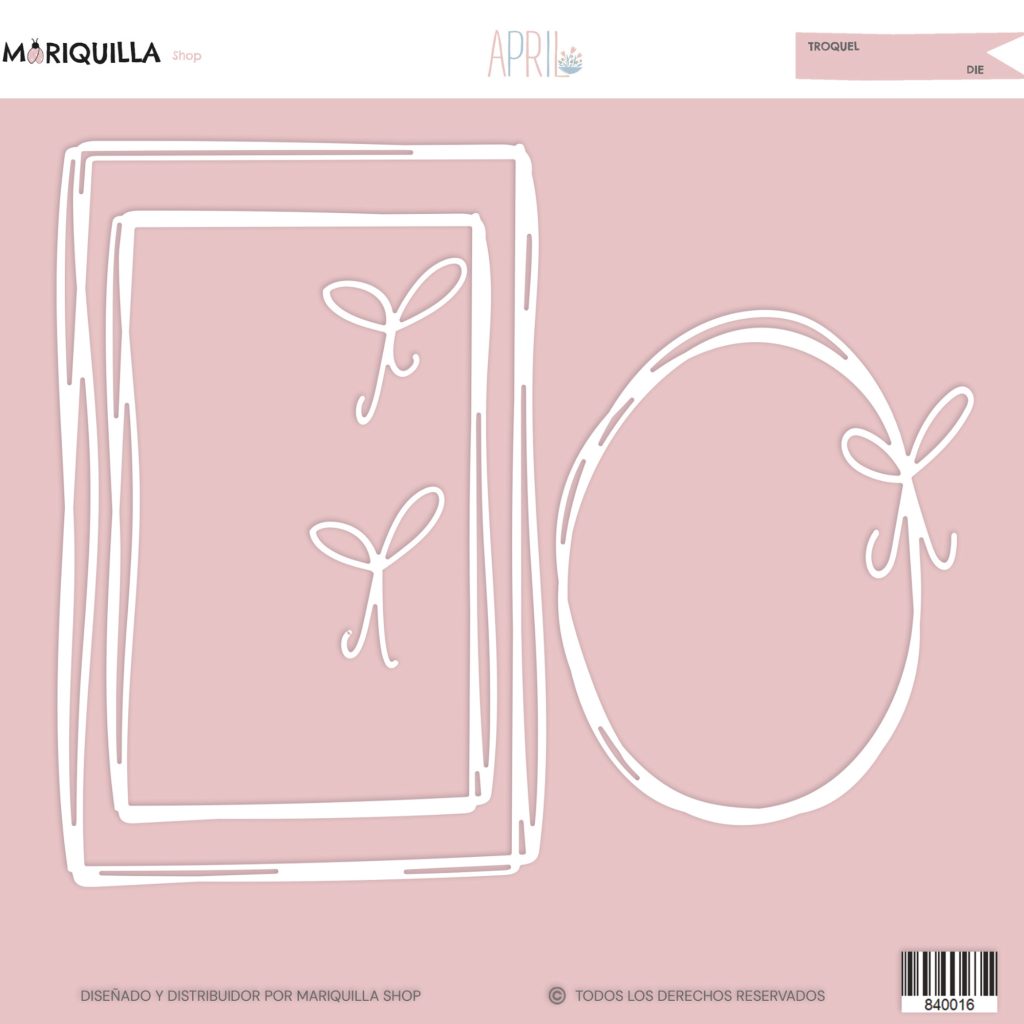 Fundo cor-de-rosa com desenhos brancos de formas geométricas e texto da marca