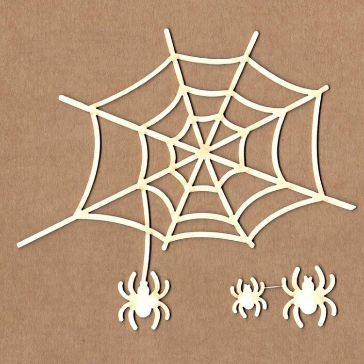 Conjunto decorativo de teia de aranha e aranhas brancas