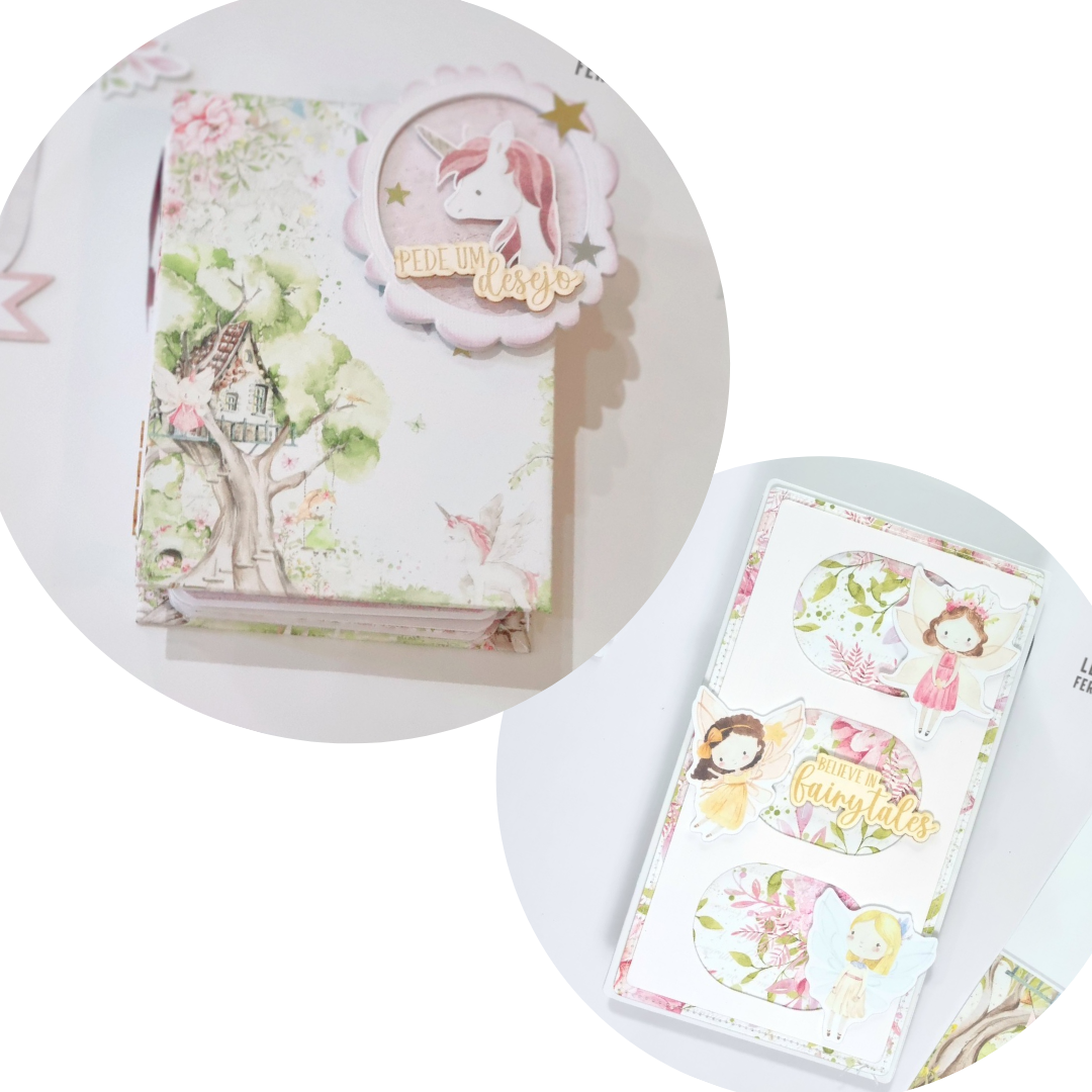 Conjunto Mini Álbum Pede Um Desejo & Postal Believe in Fairytales