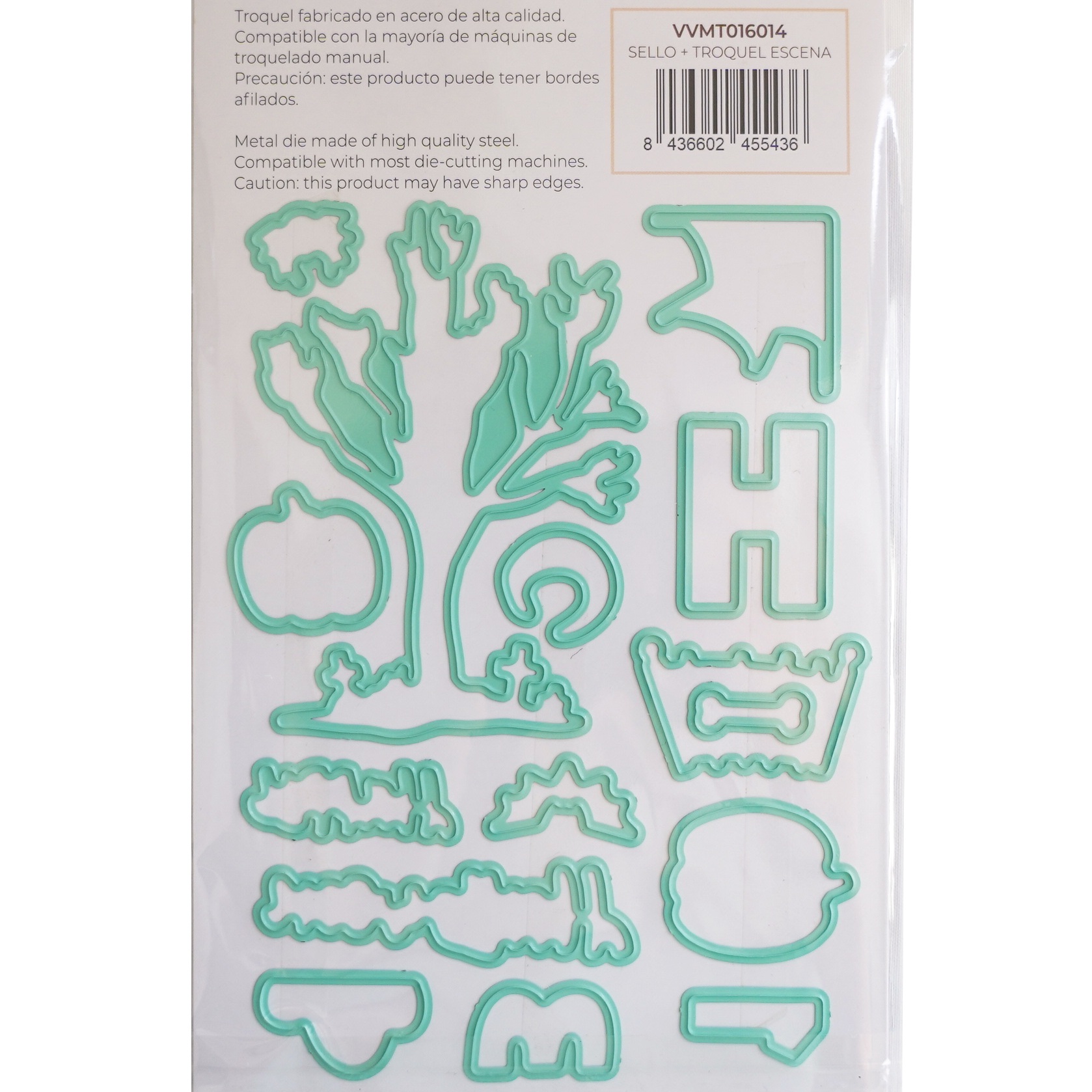 Troqueles metálicos verdes para recorte com várias formas e embalados