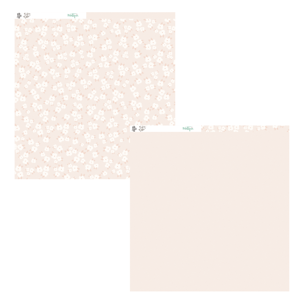 Papéis quadrados para scrapbooking com padrão floral e cor sólida, marca Heidi Swapp.