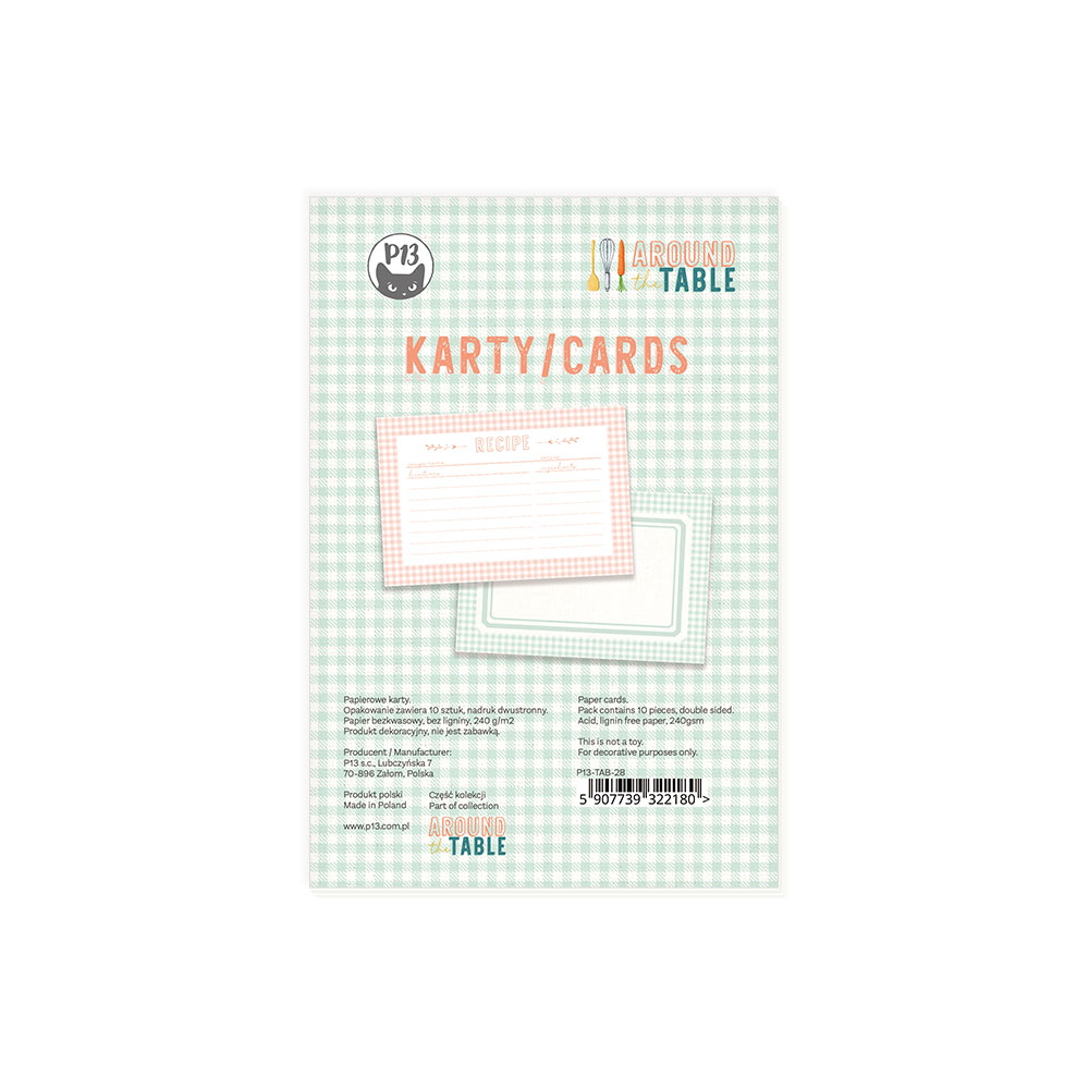 Pacote de cartões KARTY/CARDS com padrão quadriculado verde e rosa