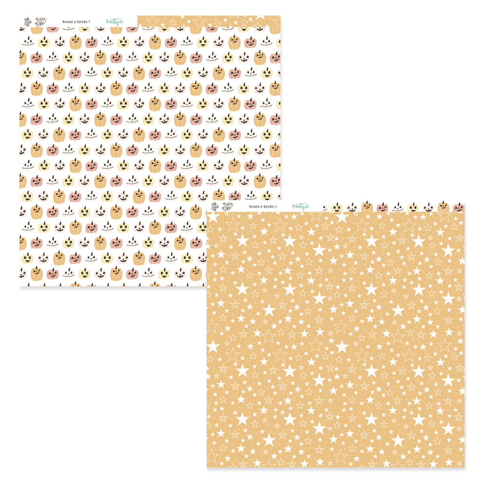 Papel decorativo com padrões de carrinhos de gelado e estrelas num fundo castanho