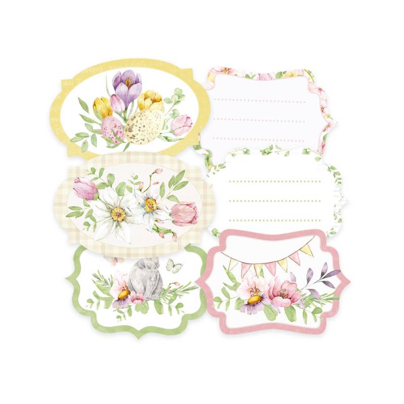 Etiquetas decorativas florais com coelho e espaço para escrita