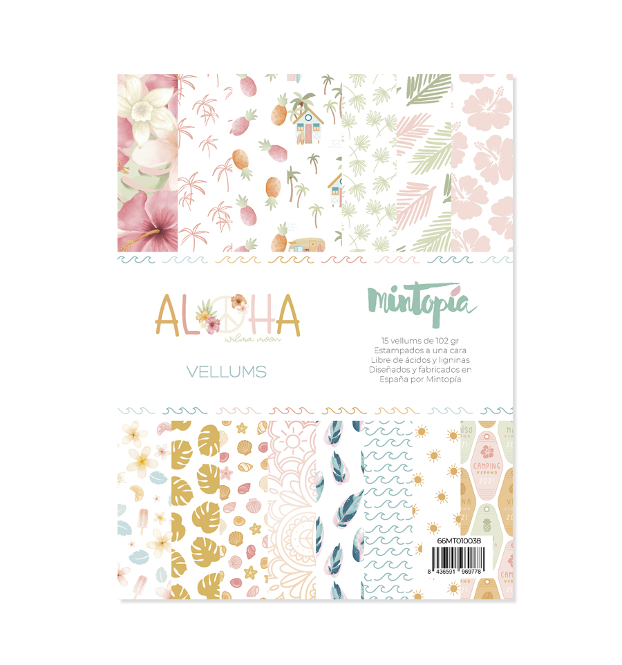 Bloco de papéis decorativos com padrões florais e tropicais