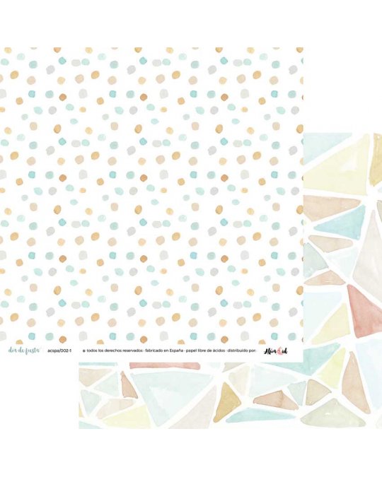 Folha dupla de papel decorativo com padrões coloridos